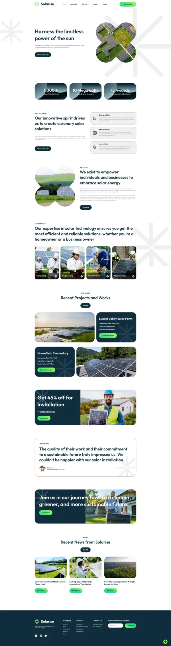 Solarise - Solar Panel Installation Website Design Package