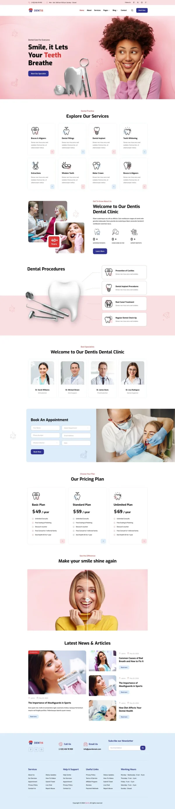 Dentis – Dentist & Dental Clinic Website Design Package