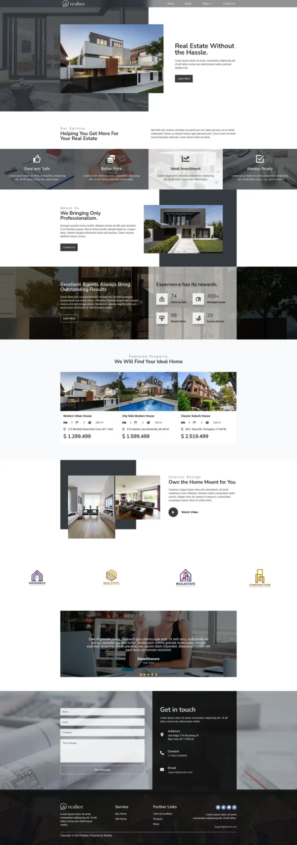 Realtee - Real Estate Website Design Package