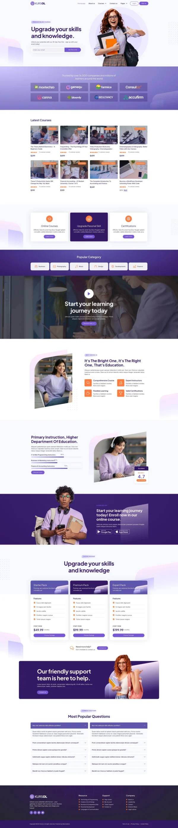 Kursol - Online Course & Education Website Design Package