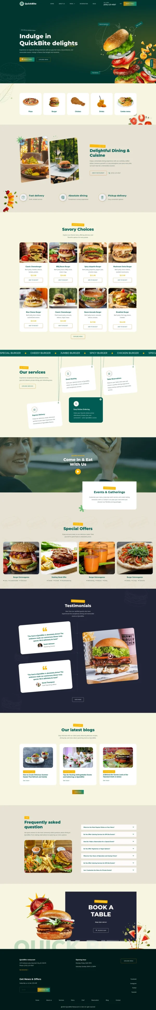 Quick Bite - Restaurant & Cafe Website Design Package