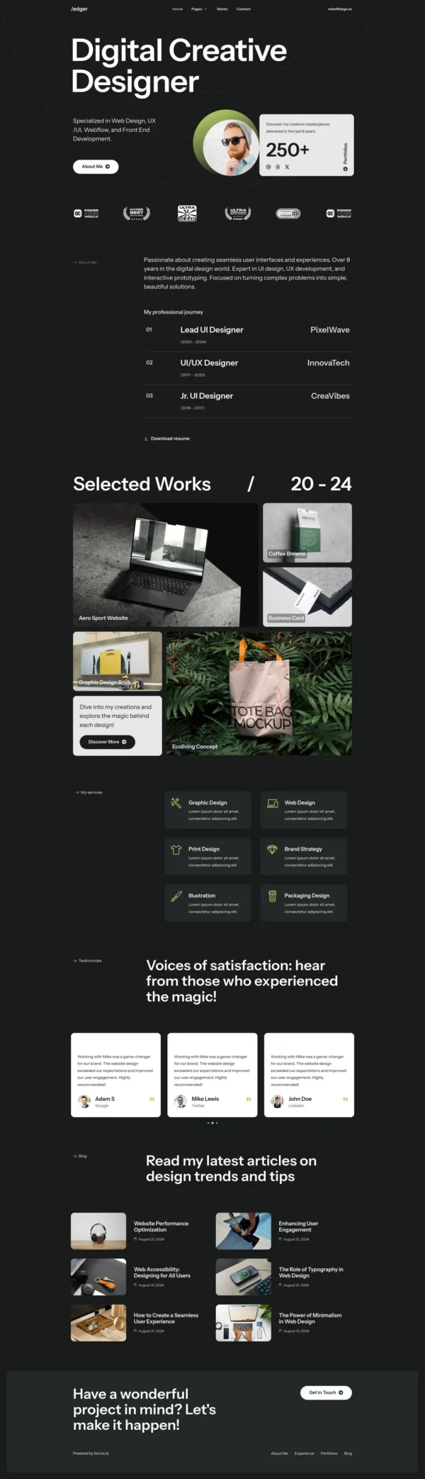 Edger - Personal Portfolios & Resume Website Design Package