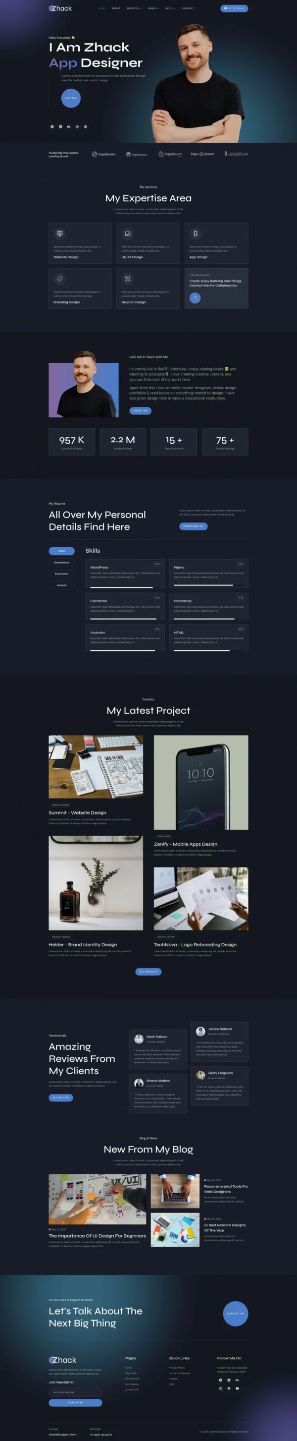 Zhack - Personal Portfolio & Resume Website Design Package