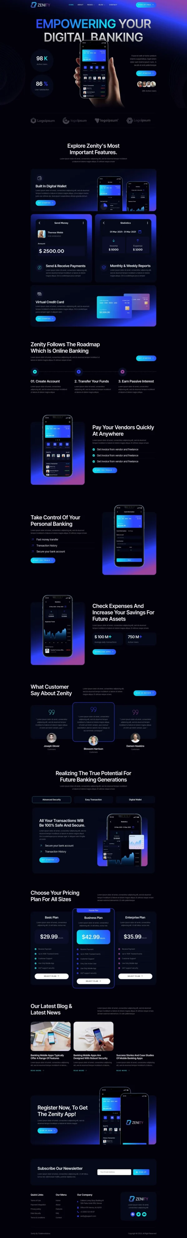 Zenity – Mobile App Landing Page Website Design Package