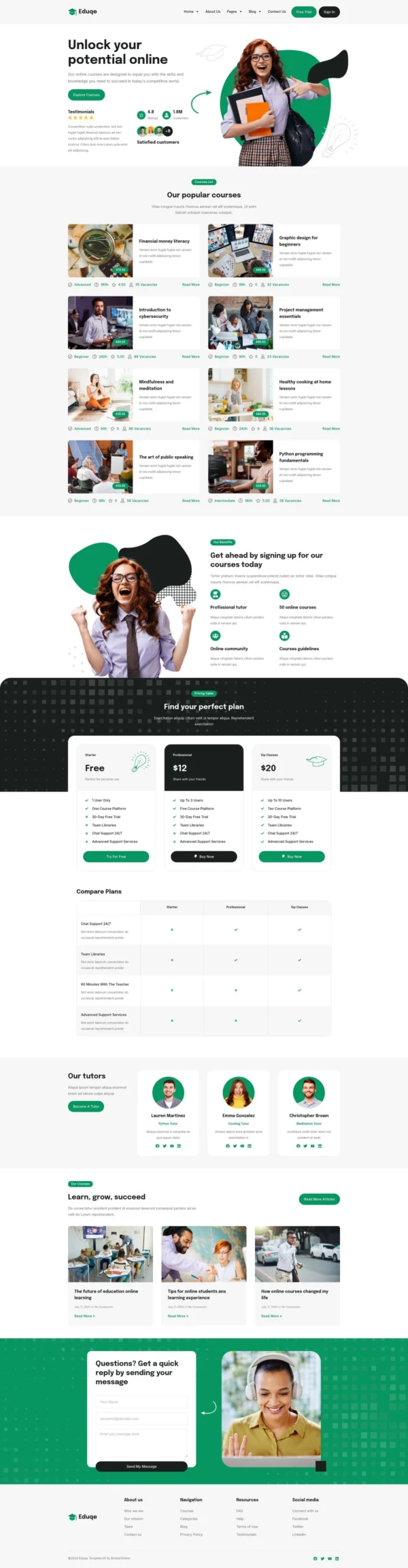 Eduqe - Online Courses Website Design Package