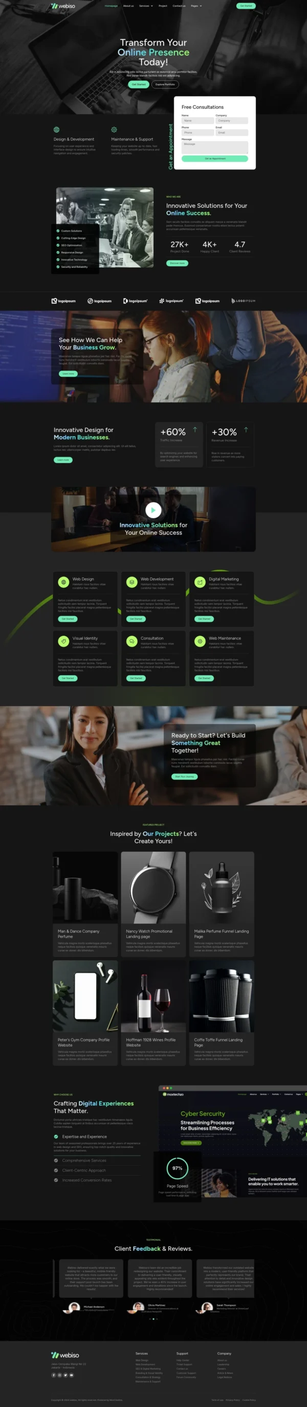 Webiso - Dark Digital Agency Website Design Package