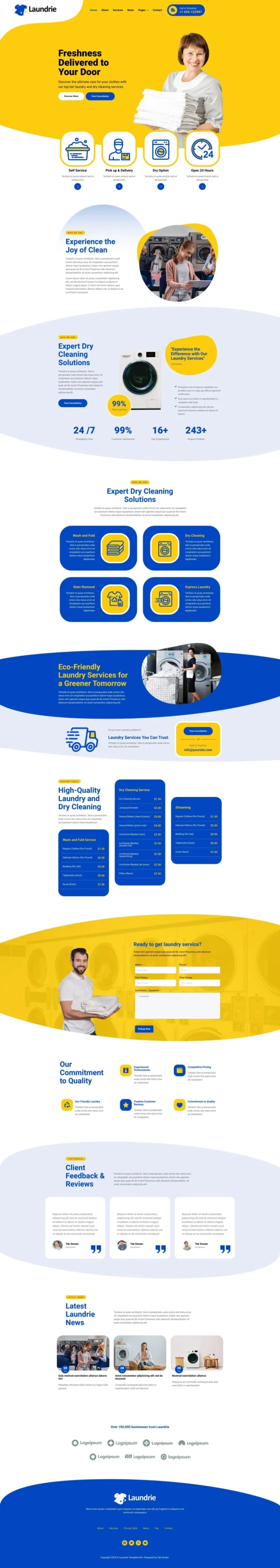 Laundrie - Laundry, Dry Cleaning Services Website Design Package