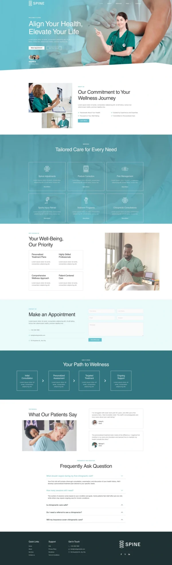 Spine - Chiropractic & Physiotherapy Website Design Package