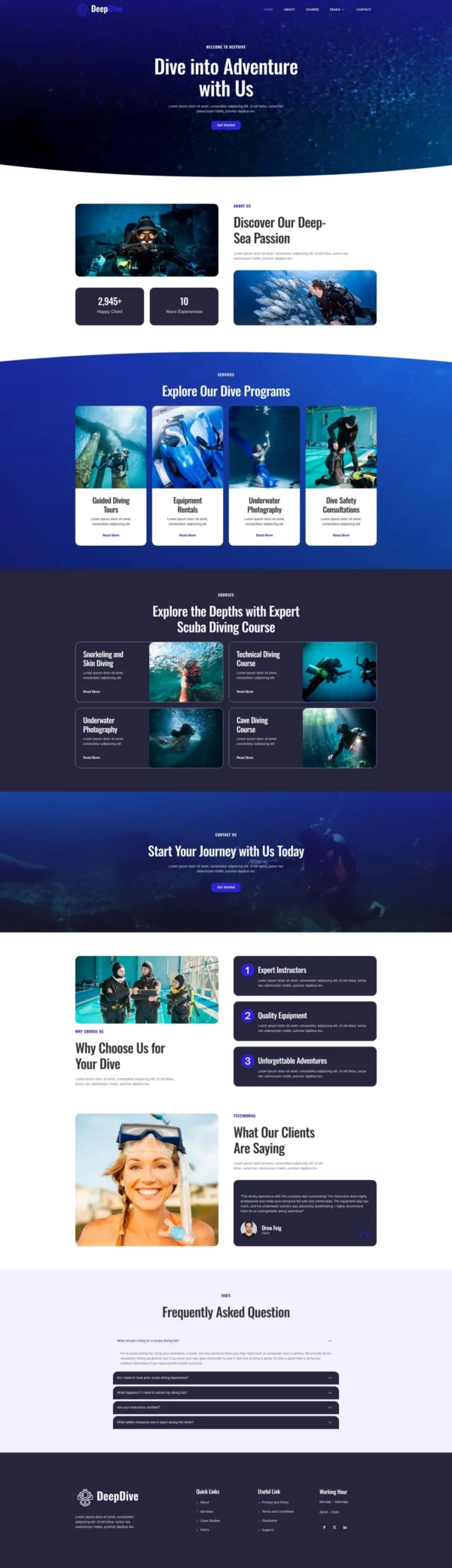 Deepdive - Scuba Diving & Water Sports Website Design Package