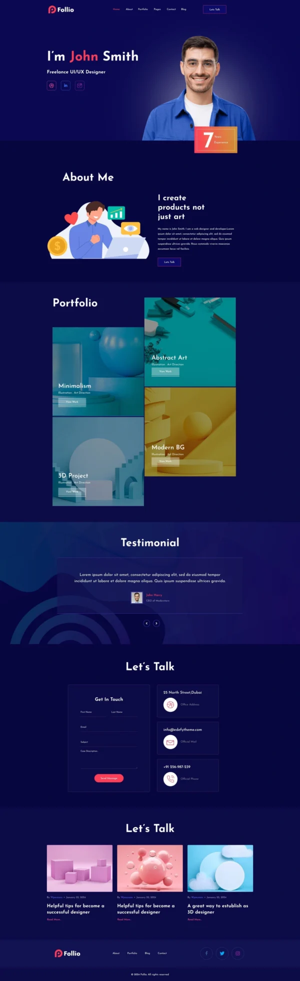 Follio - Personal Portfolio Website Design Package
