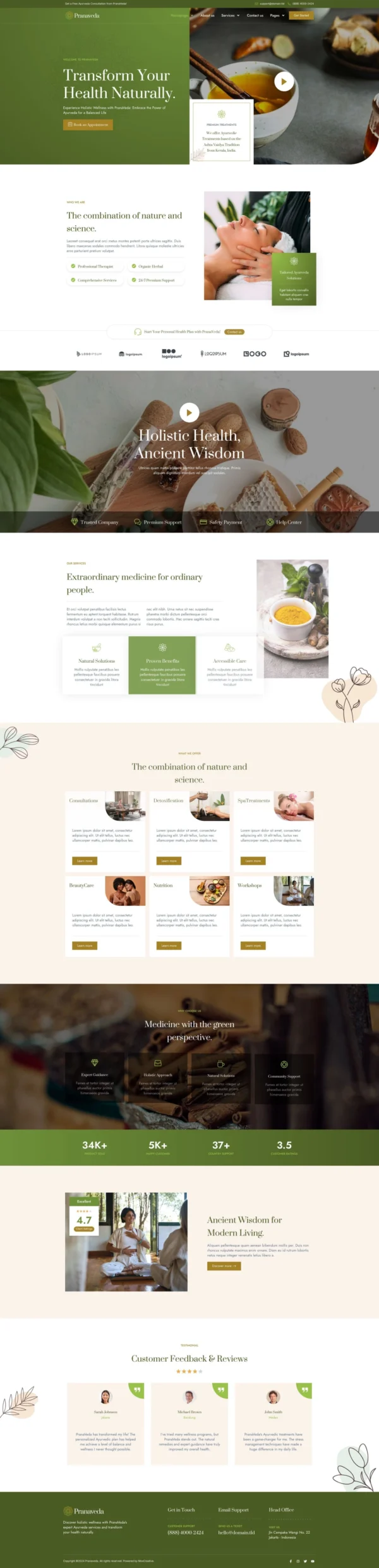 PranaVeda - Ayurveda Treatment & Spa Website Design Package