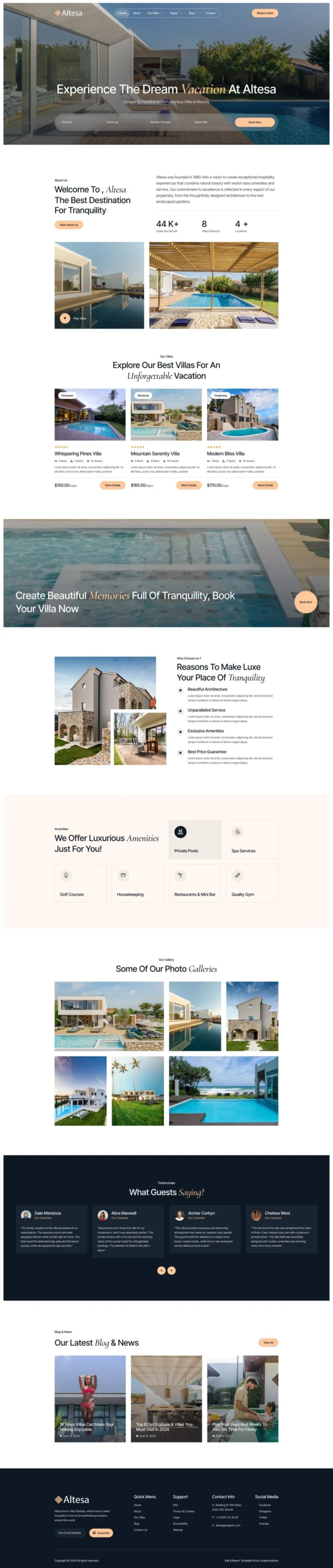 Altesa - Villa & Resort Website Design Package