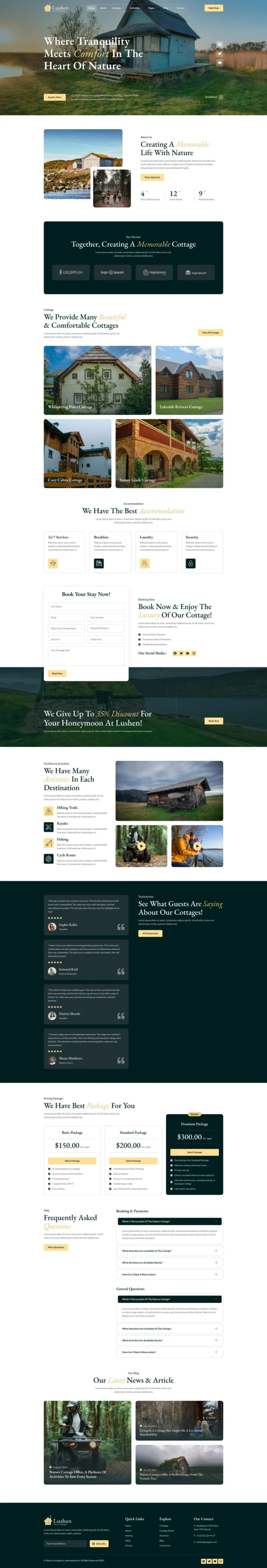 Lushen - Nature Cottage Website Design Package