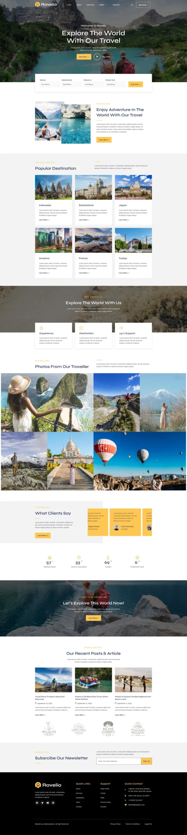 Ravelio - Adventure Travel & Tourism Website Design Package