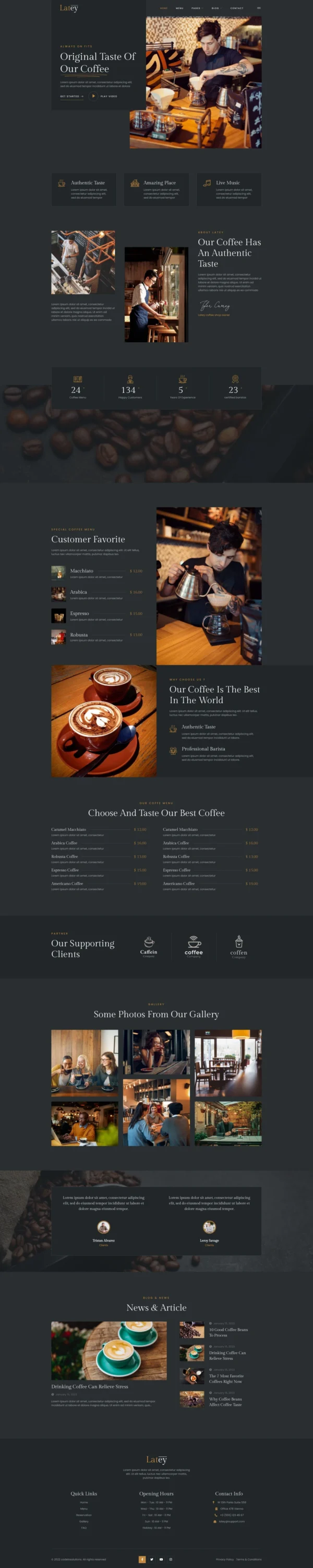 Latey - Coffee Shop & Cafe Website Design Package