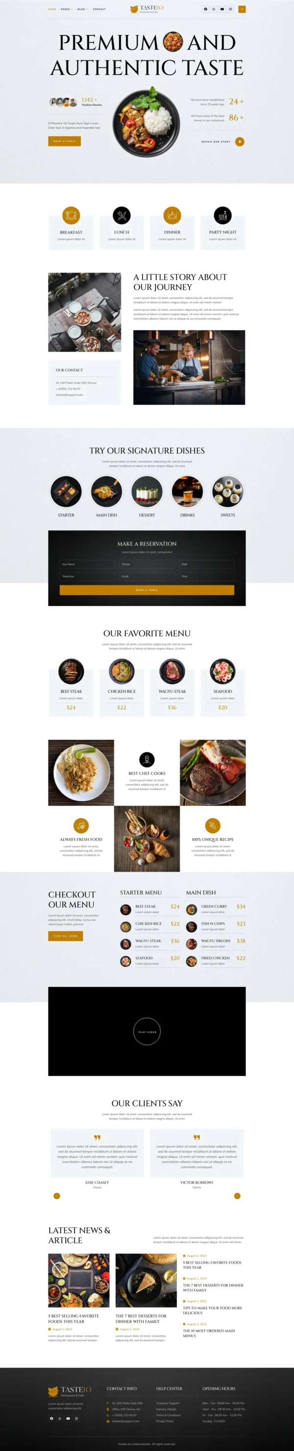 Tasteio - Restaurant & Cafe Website Design Package