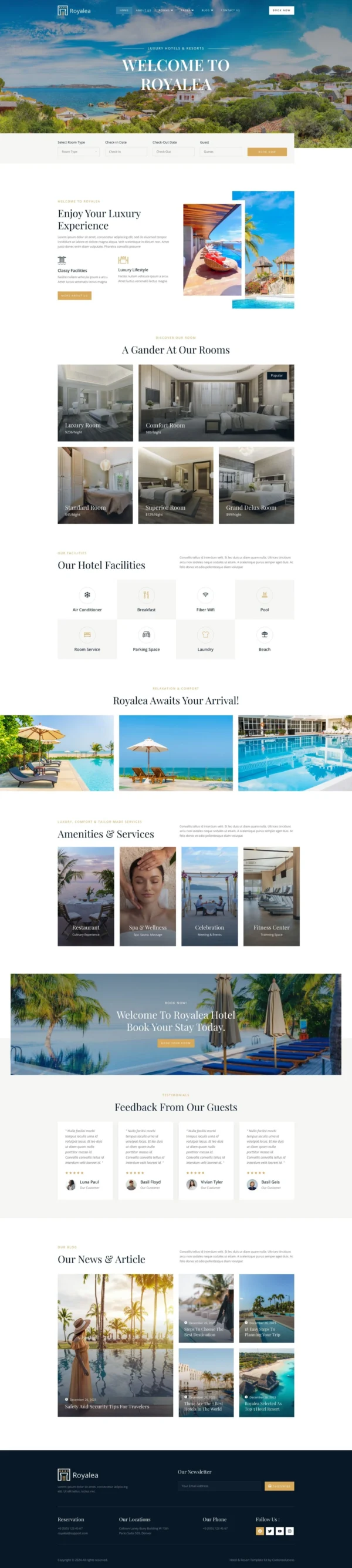 Royalea - Luxury Hotel & Resort Website Design Package