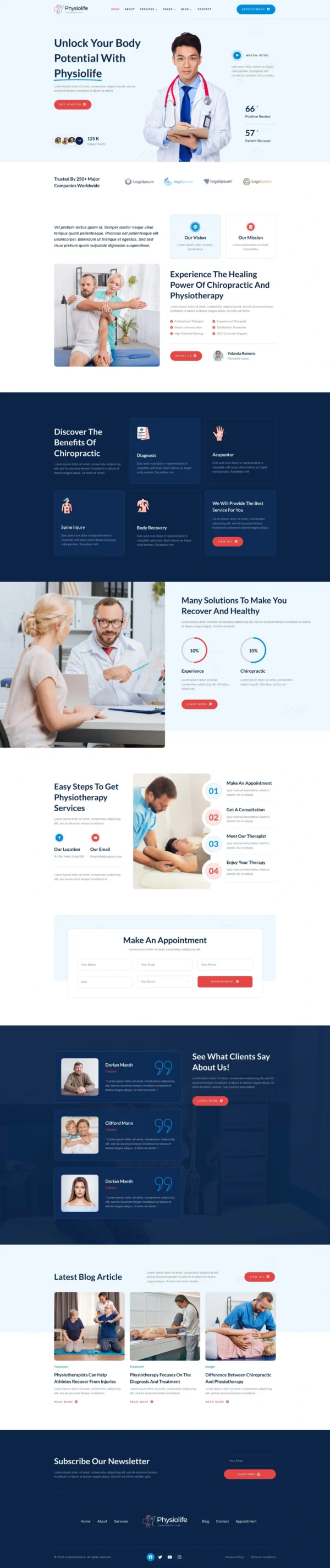 Physiolife - Chiropractic & Physiotherapy Website Design Package