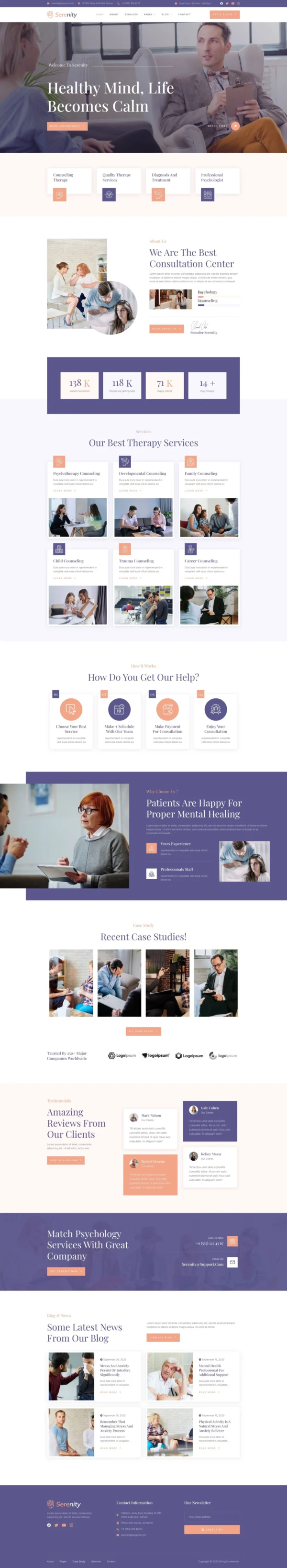 Serenity - Psychology & Counseling Website Design Package