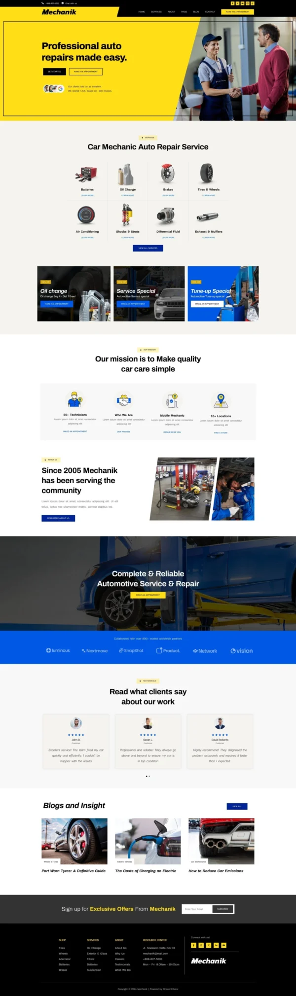 Mechanik - Car Repair & Auto Services Website Design Package