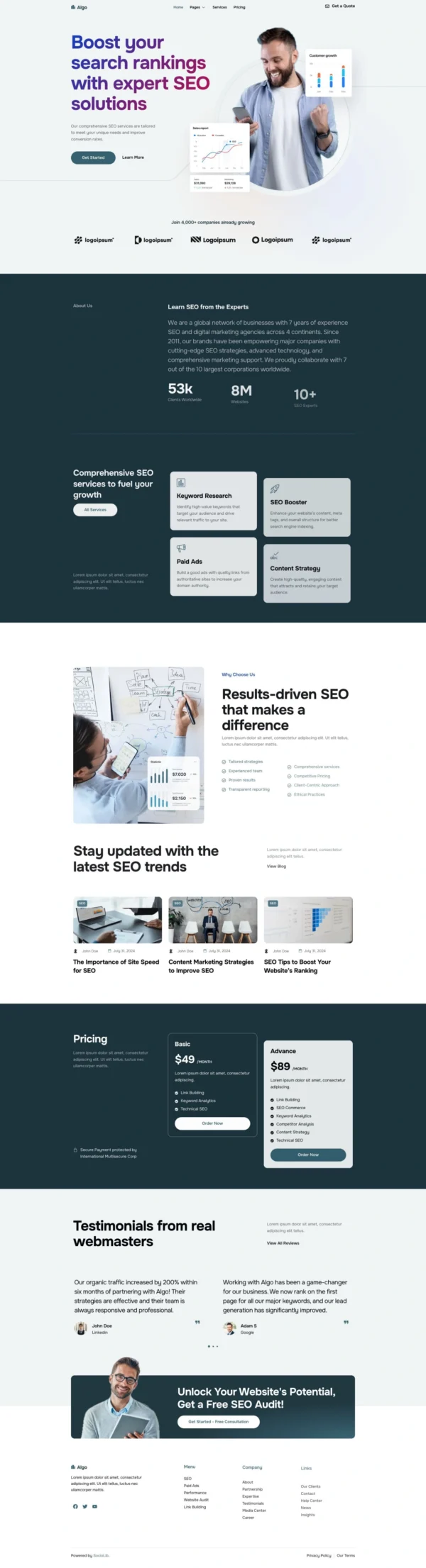 Algo - SEO & Marketing Agency Website Design Package