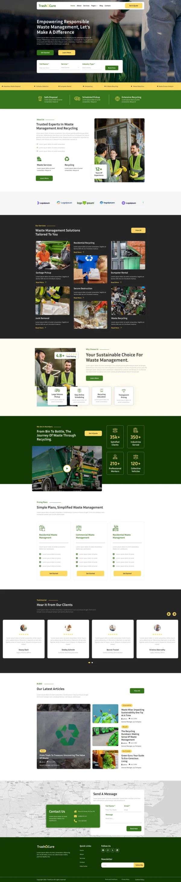 Trashcure – Waste Management & Recycling Service Website Design Package