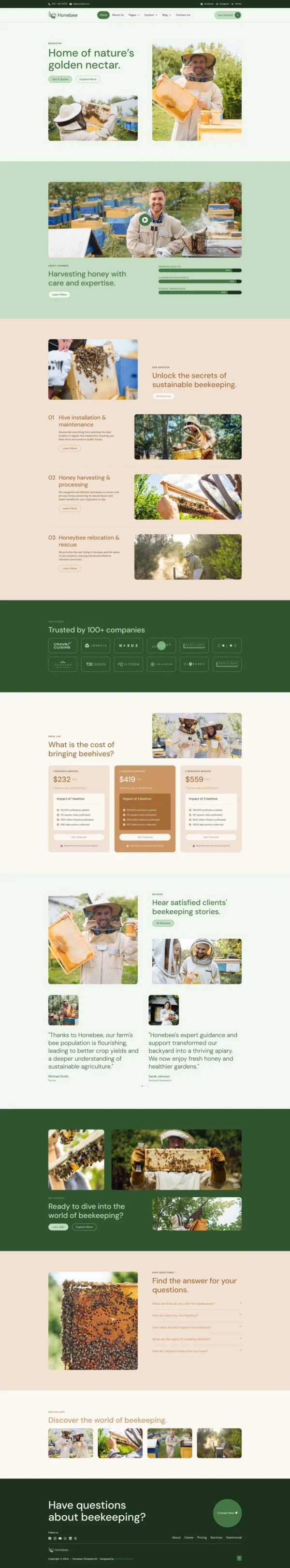 Honebee - Beekeeper Website Design Package