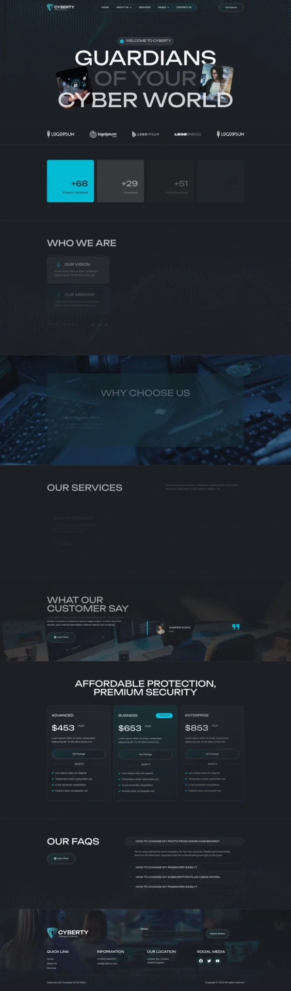 Cyberty - Cyber Security Service Website Design Package