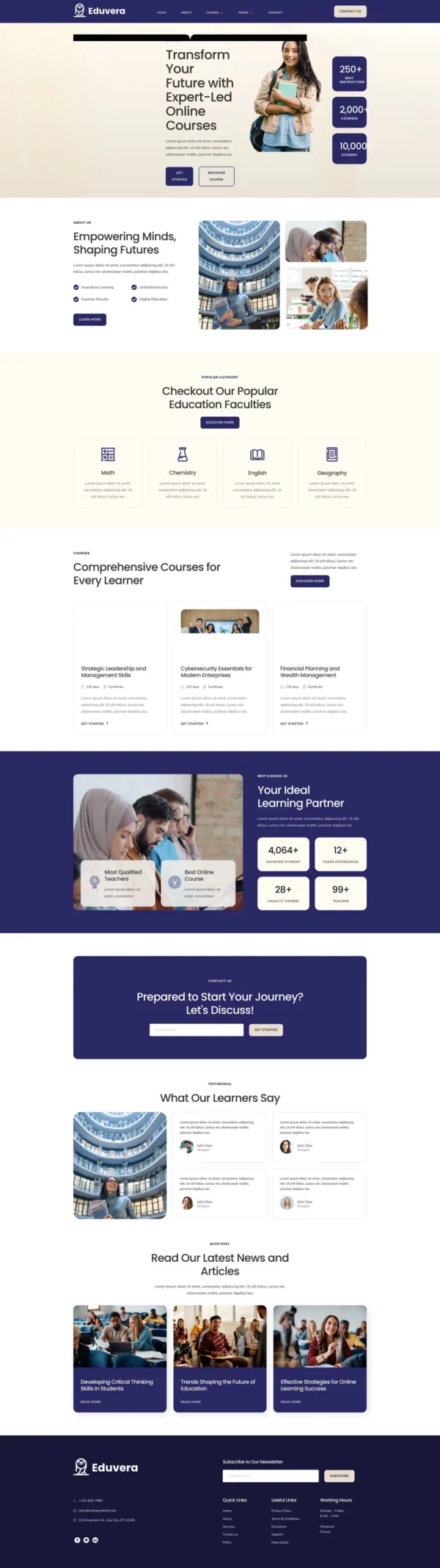 Eduvera - Online Education Course & Class Website Design Package