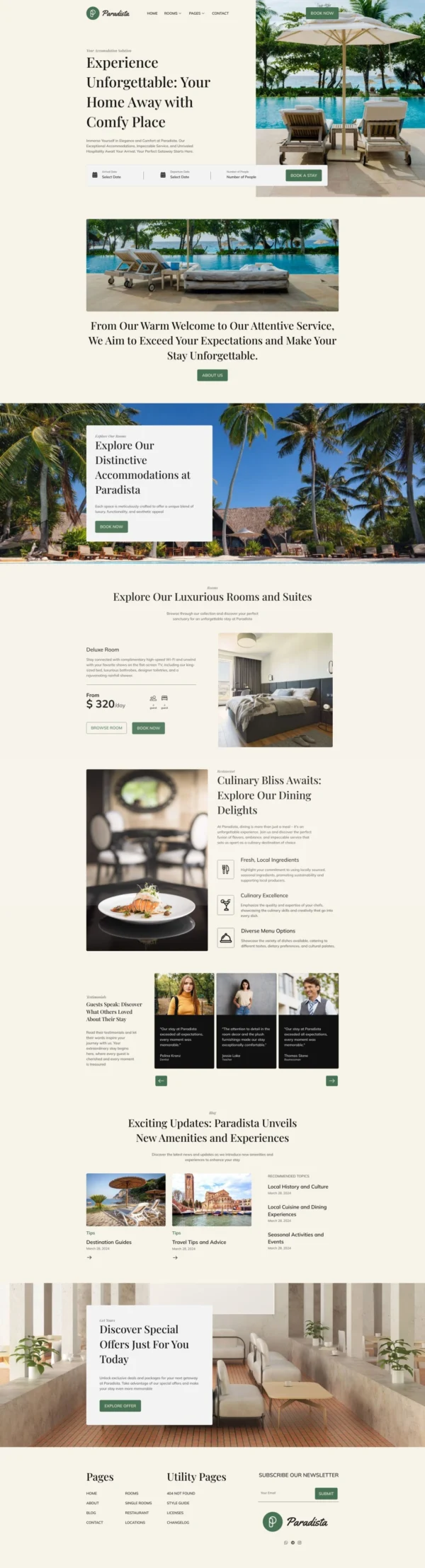 Paradista - Luxurious Accommodation Website Design Package
