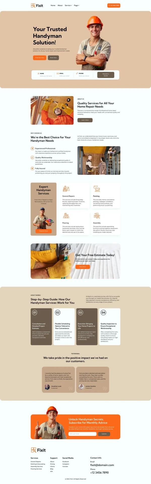 Fixit - Handyman Services Website Design Package