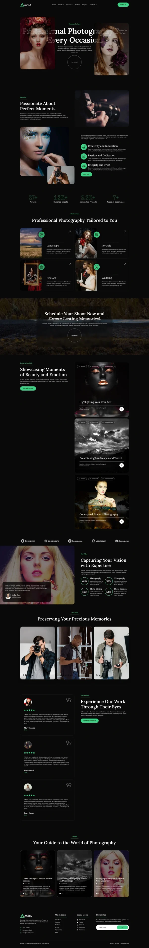 Aura - Photography & Portfolio Website Design Package