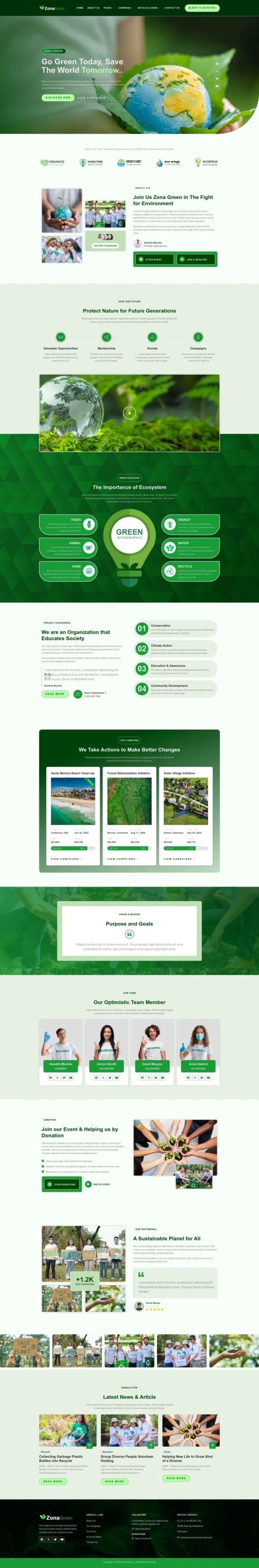 Zona Green - NGOs Environmental Protection Website Design Package