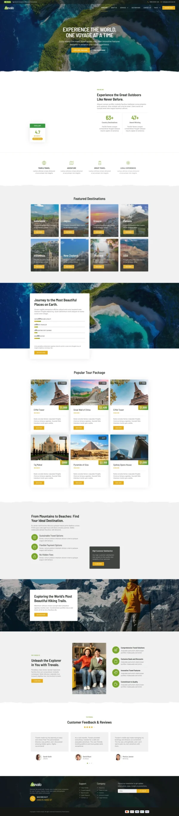 Trevalo - Travel & Tour Agency Website Design Package