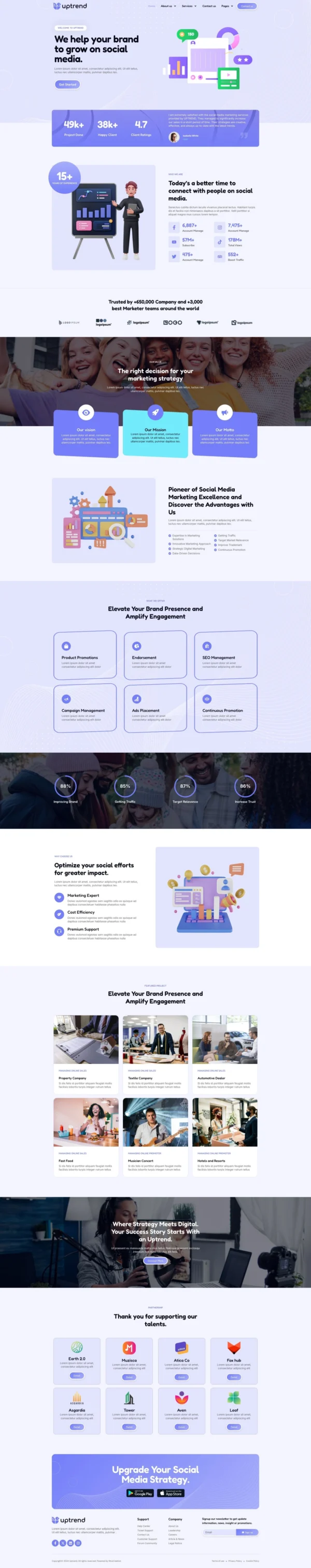 UpTrend - Social Media Marketing Agency Website Design Package