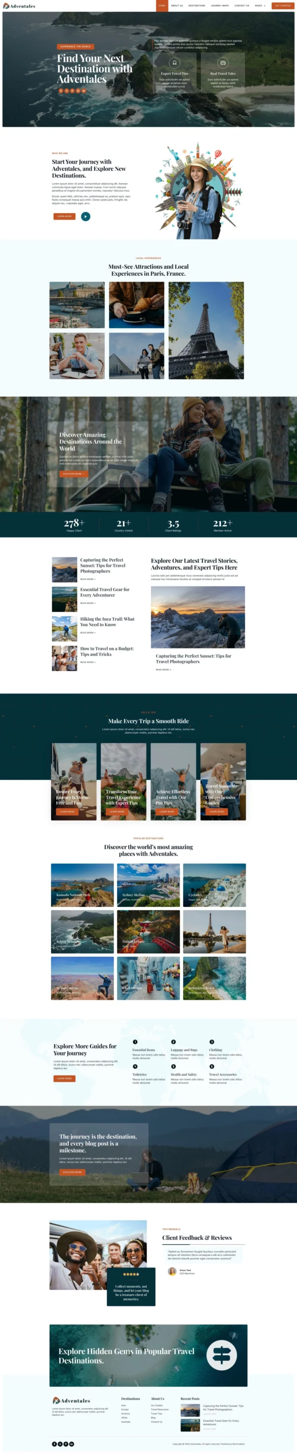 Adventales - Modern Travel Blog Website Design Package