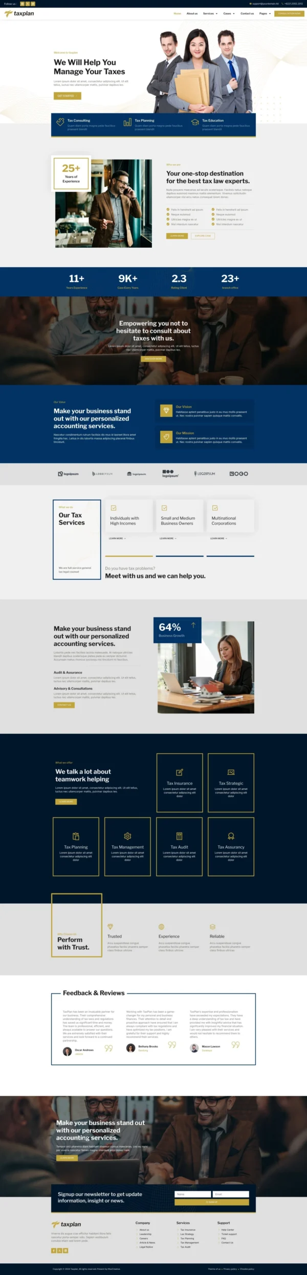 TaxPlan - Tax Advisor & Financial Consulting Website Design Package