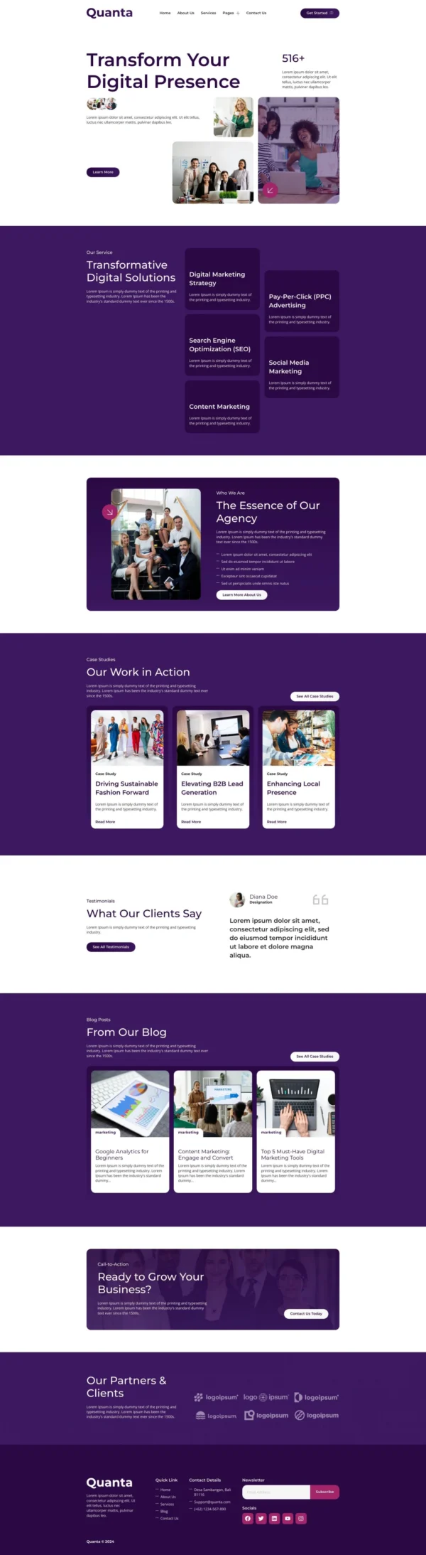 Quanta - Digital Marketing Website Design Package