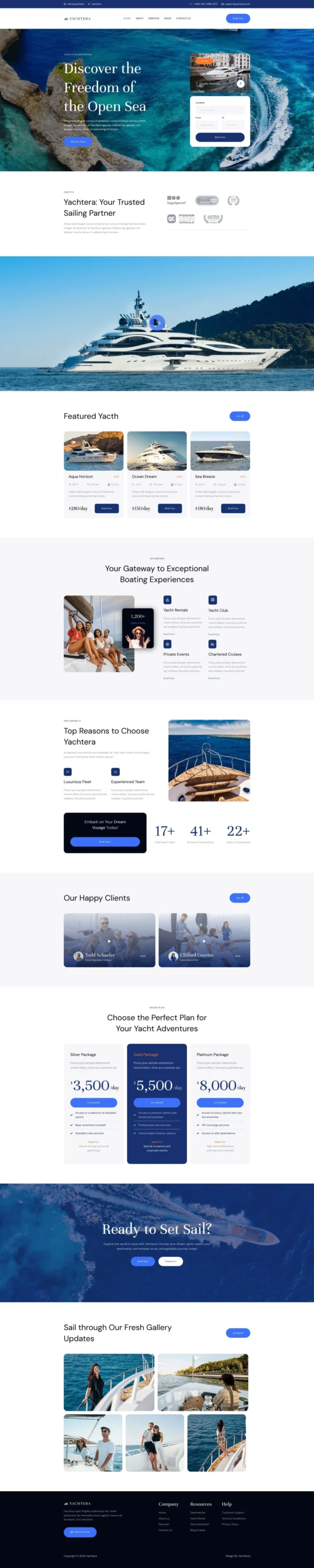 Yachtera - Yacht Club & Boat Rental Website Design Package