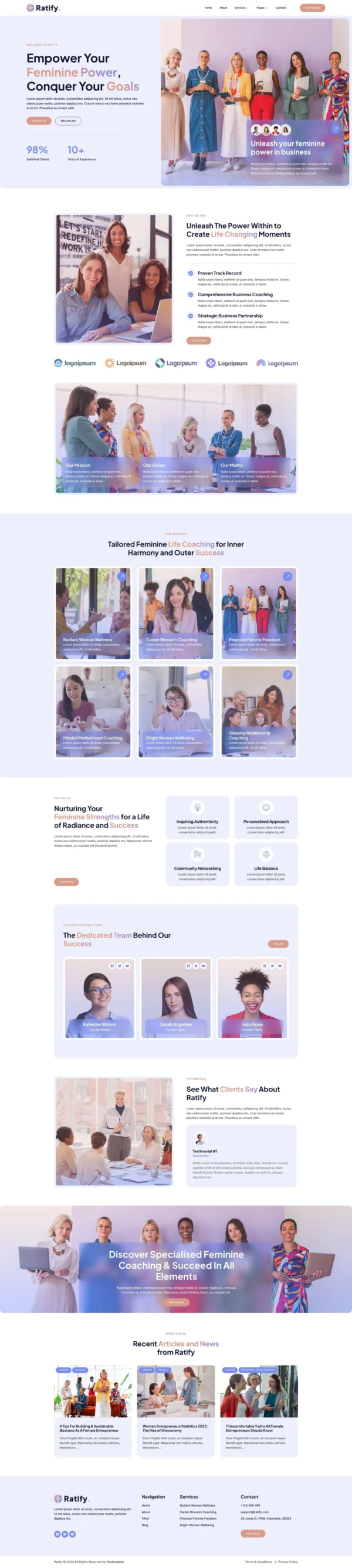 Ratify - Feminine Business Coaching Website Design Package