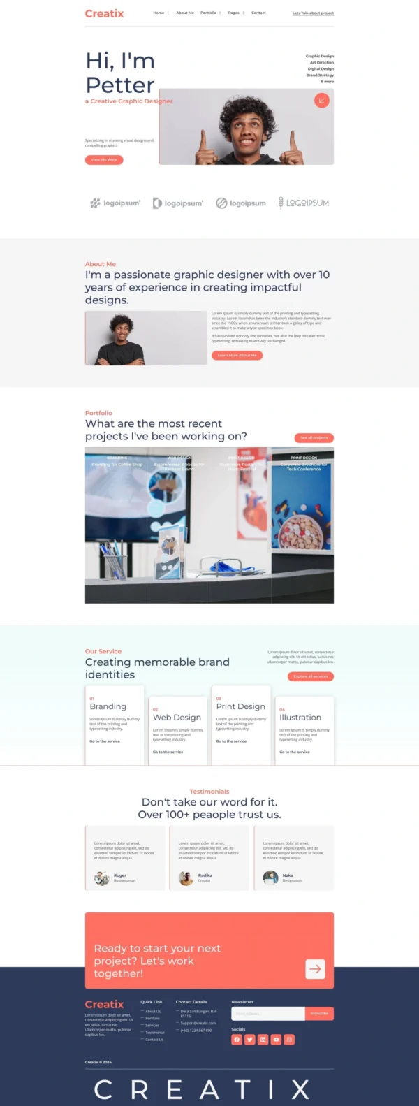 Creatix - Personal Portfolio & Resume Website Design Package