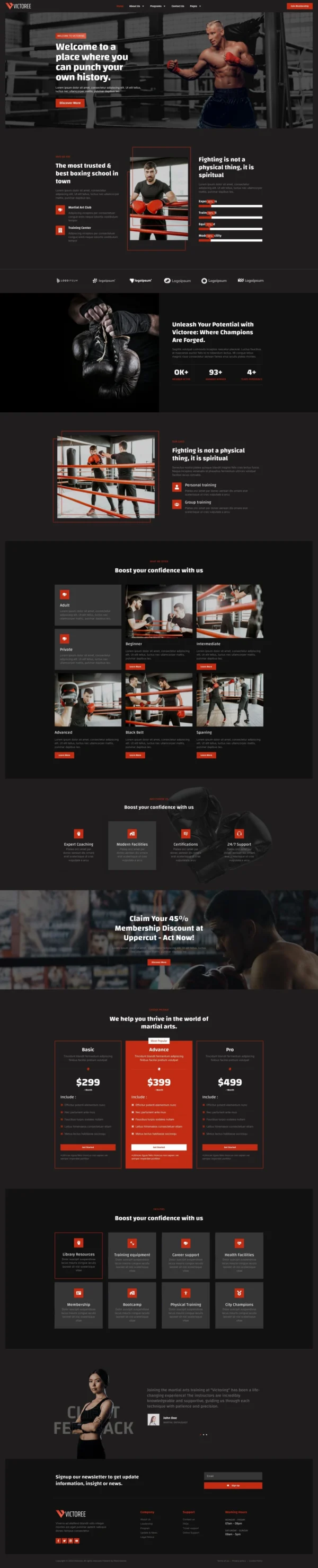 Victoree - Boxing School & Martial Arts Website Design Package