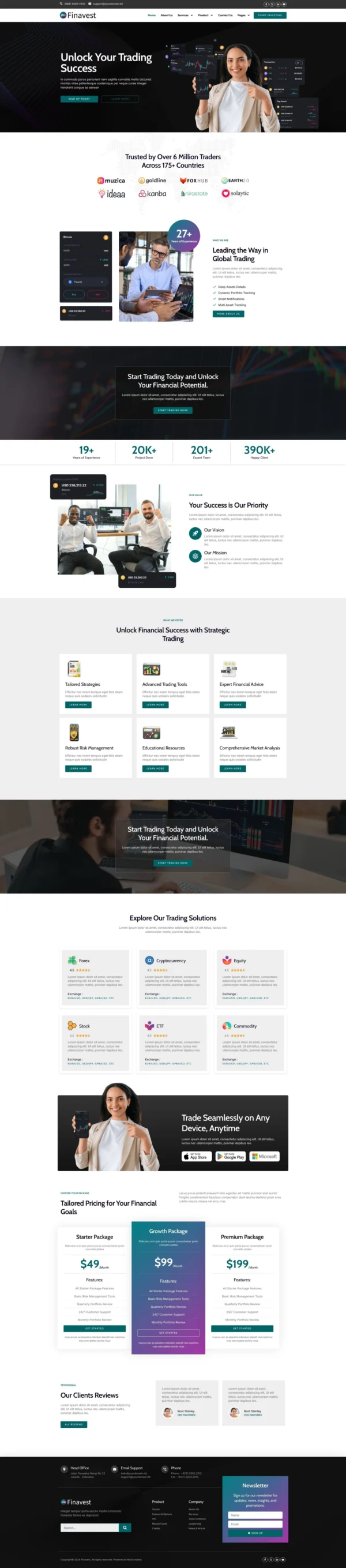 Finavest - Trading & Investment Website Design Package