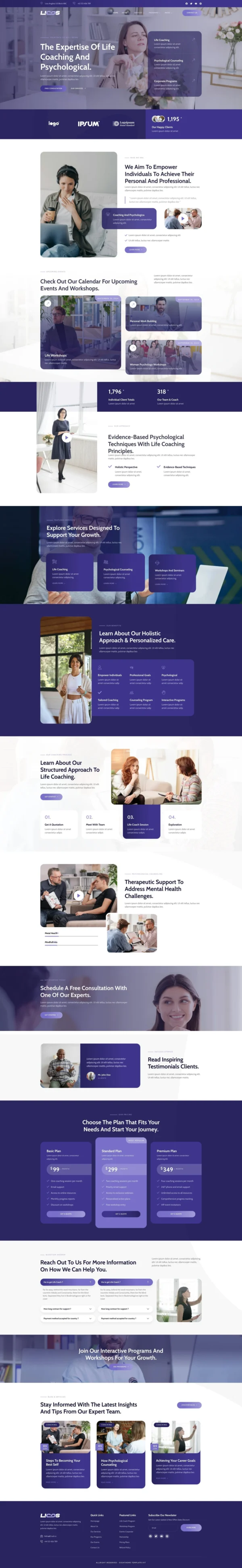 Licos - Life Coach & Psychologist Services Website Design Package