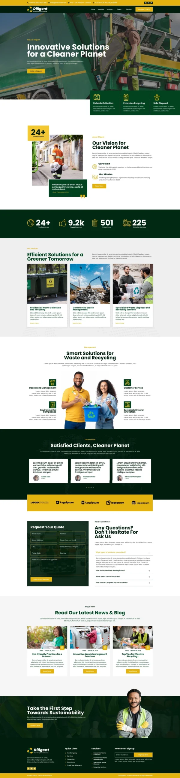 Diligent - Waste Management & Recycling Company Website Design Package