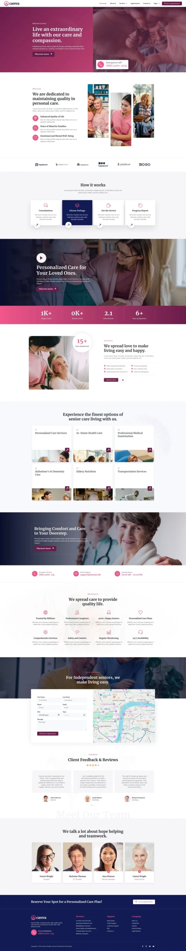 Careva - Senior Care Services Website Design Package