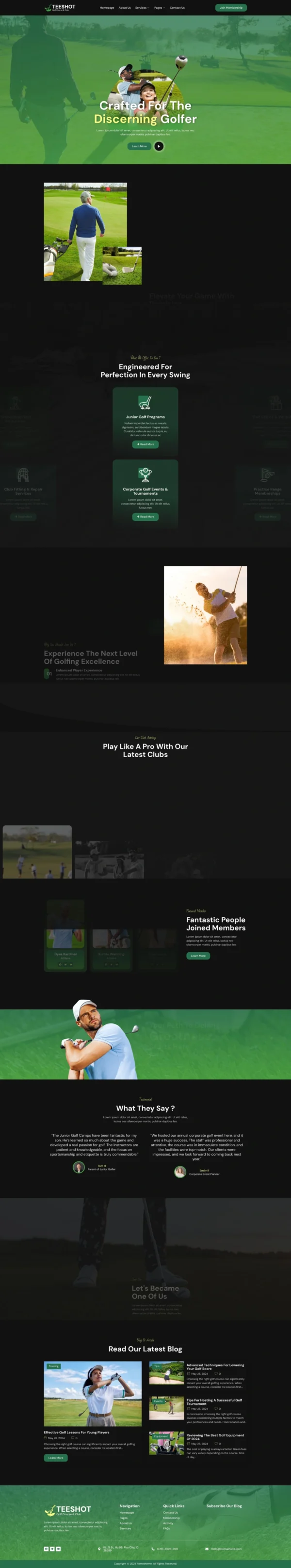 Teeshot - Golf Club & Course Website Design Package