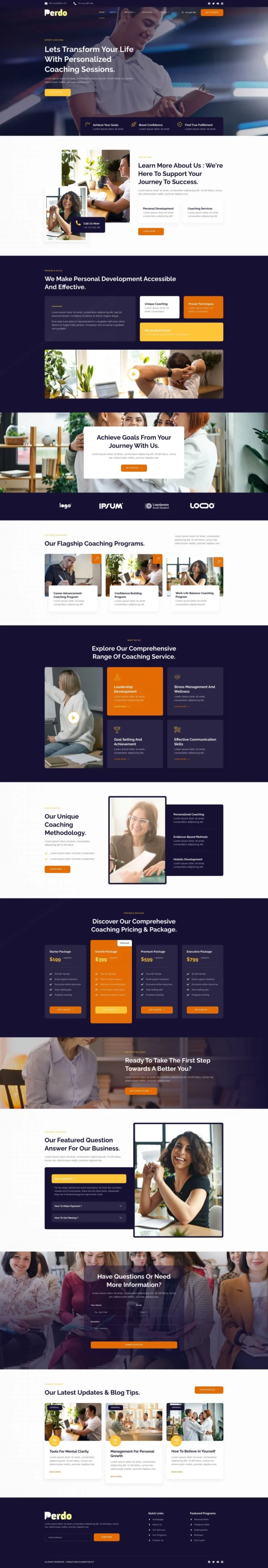 Perdo - Personal Development Coaching Website Design Package