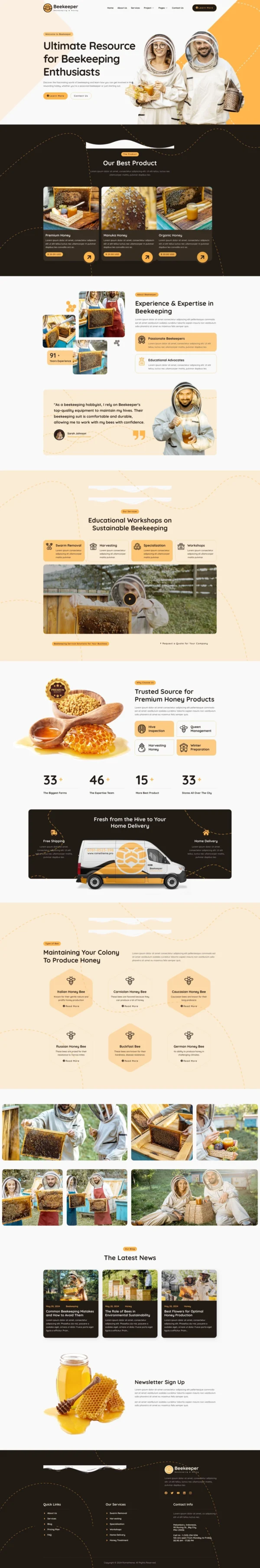 Beekeeper - Beekeeping & Honey Website Design Package