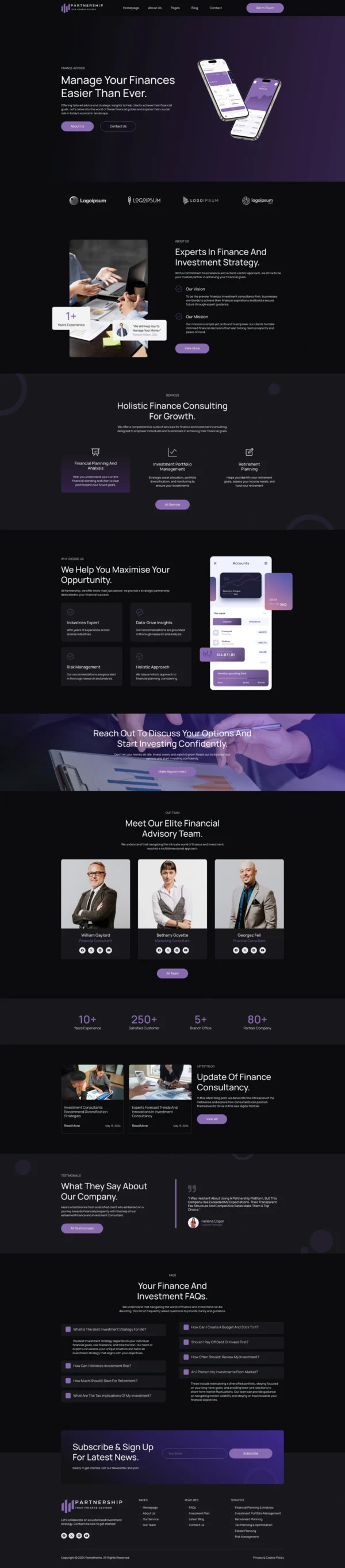 Partnership - Finance & Investment Consultant Website Design Package